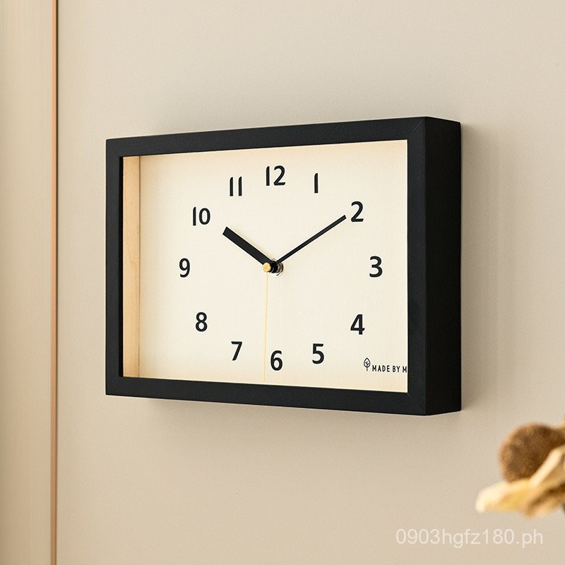 Wall Clock Modern Wall-Mounted Square Antique Style Table Clock Silent ...