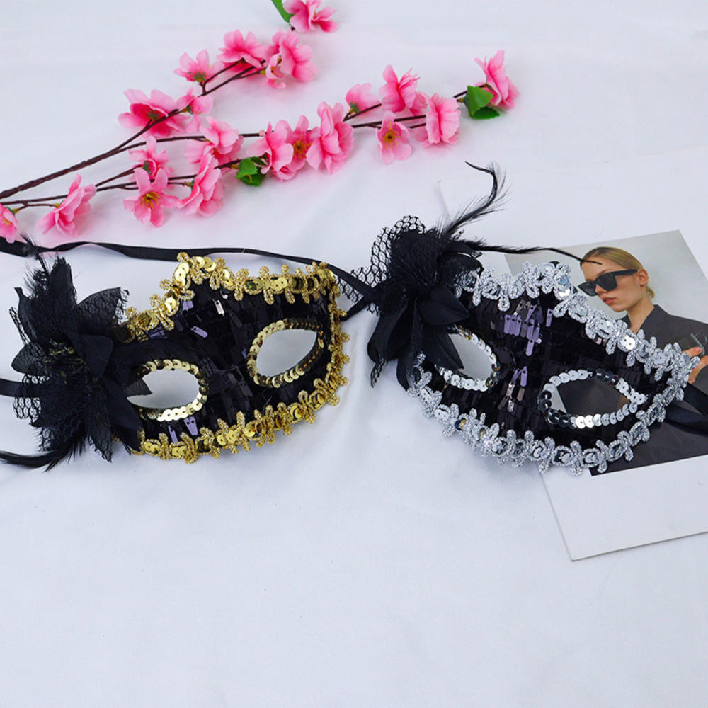 Halloween Lace Mask For Women With Red Flower Rhinestones - Masquerade ...