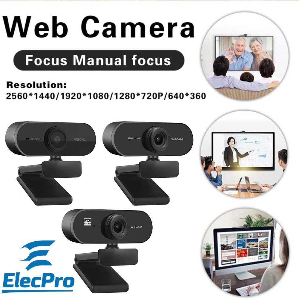 SELVFZ Webcam FullHD USB Ready 2K 1080P 720P 480P con microfoni integrati di riduzione del rumore per casa ufficio e lezioni online