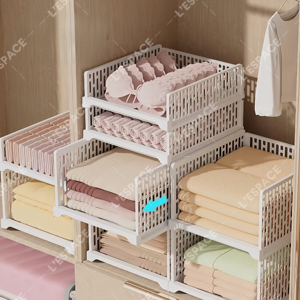 Detachable Wardrobe Organizer Stackable Drawer Storage Basket Plastic ...