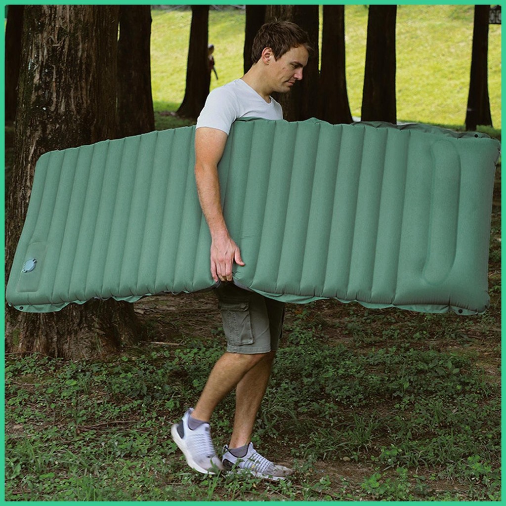 Camping Mattress Inflatable Built-in Foot Pump Foldable Camp Air ...