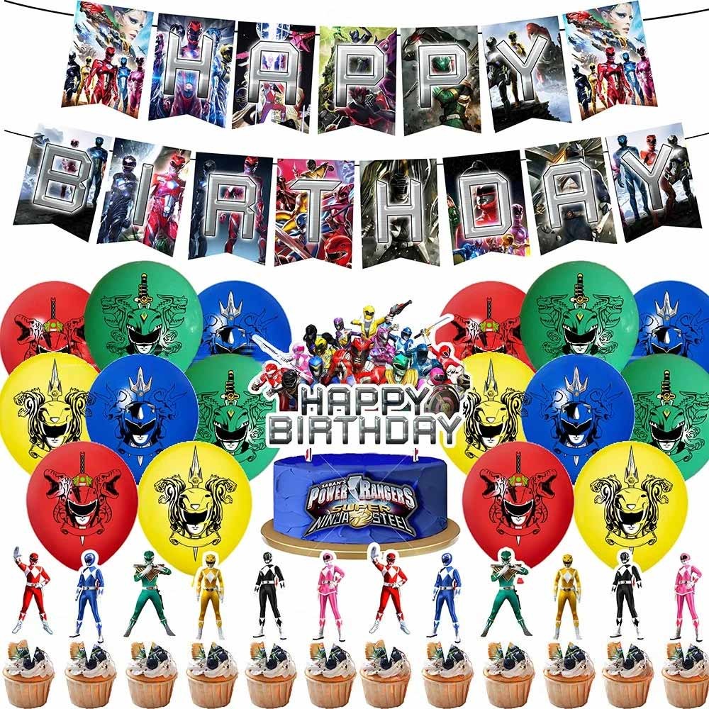 Power Rangers Theme Happy Birthday Party Decorations Set Cake Topper ...