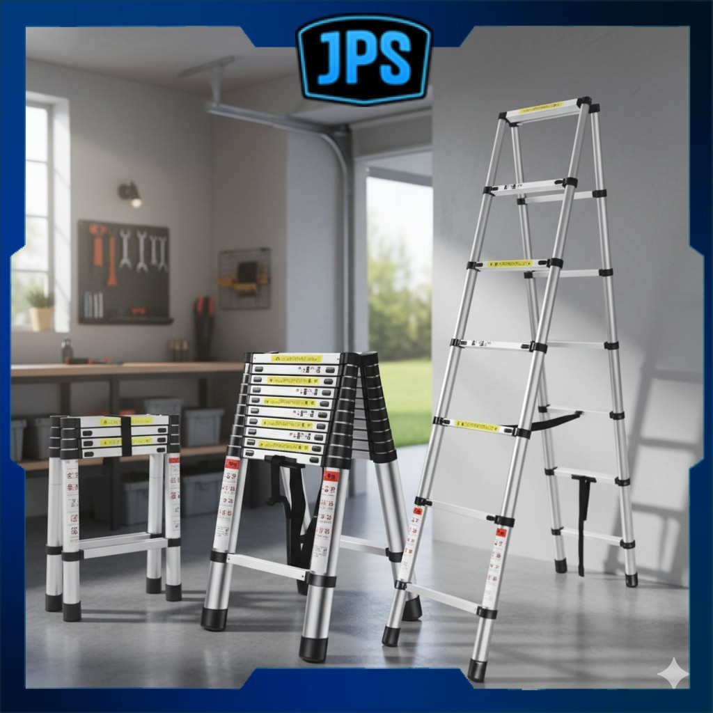 JPS Telescopic Ladder Thickened Aluminum Alloy Double Sided Ladder ...