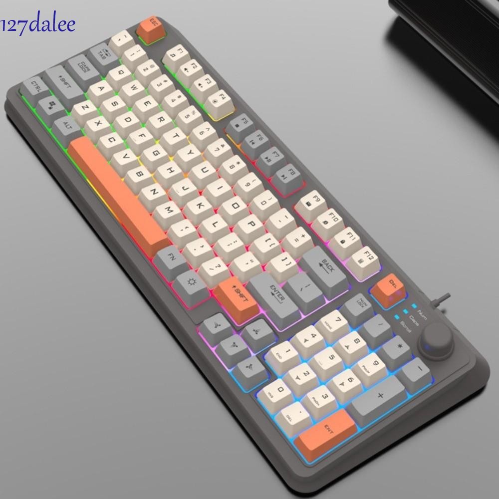 DALEE Wired RGB Light Keyboard, Mechanical Feel Adjustable Volume 94 ...