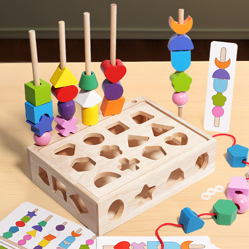 Children Educational Beaded Five Sets of Column Building Blocks ...
