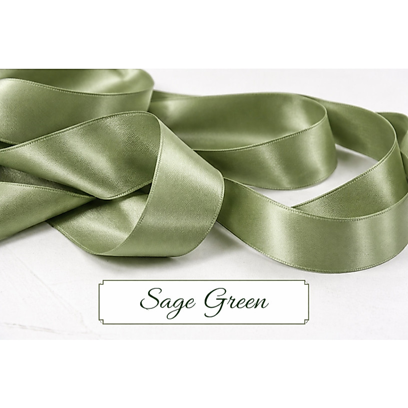 Sold Per Cut of 5/10 Yards | SAGE GREEN Satin Ribbons Double Edge ...