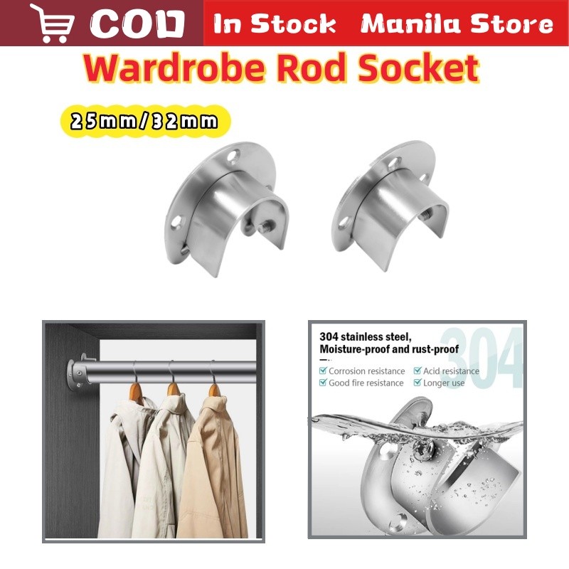 Stainless Clothes Rail Closet Rail Curtain Rod Round Tube Closet U ...