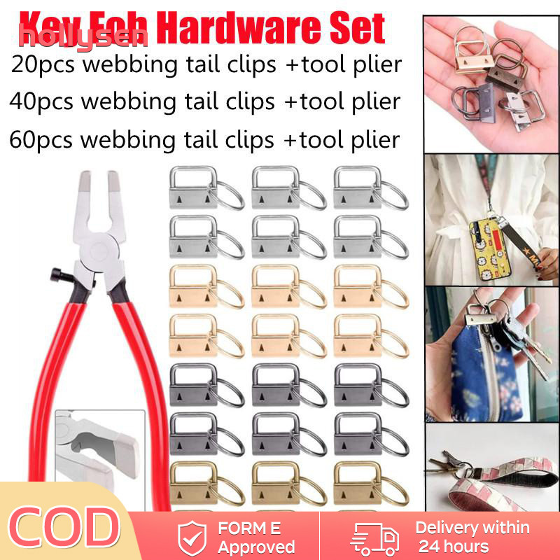 60Pcs 25mm Key Fob Parts Kit with Pliers, for Installing Wristlets ...