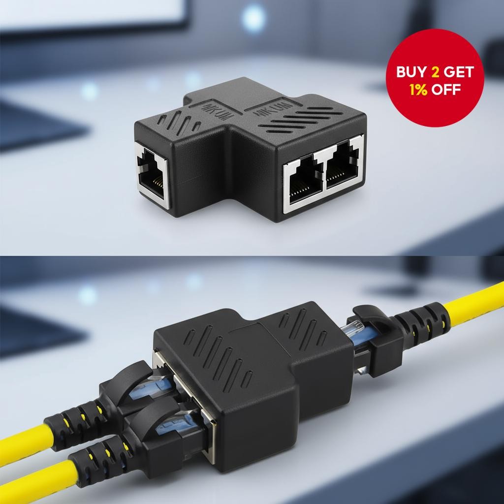2-Way RJ45 Ethernet Splitter Adapter, High-Quality Network Extender for ...