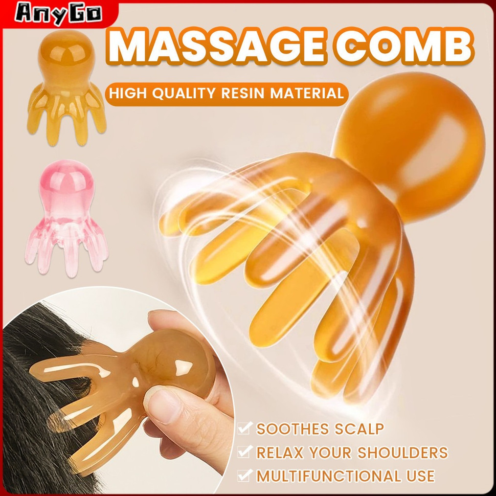 AnyGo Resin Octopus Massage Comb Portable 8-Prong Head SPA Massage Comb ...