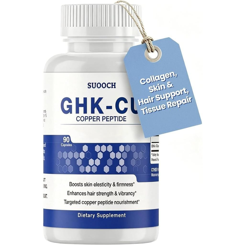 zinc ghk cu GHK-Cu Copper Peptide Supplement - Pure GHK-Cu Copper Peptide 120mcg,  Systemic Collagen & Support, Improved Hair Thickness & Tissue Repair, Zinc-Free  for Custom Stacking - 90