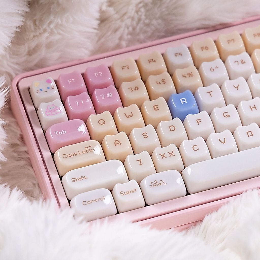 Cute Pink Mao Profile PC 148 Keys Keycaps Set for 60% 65% 68% 70% 100% ...