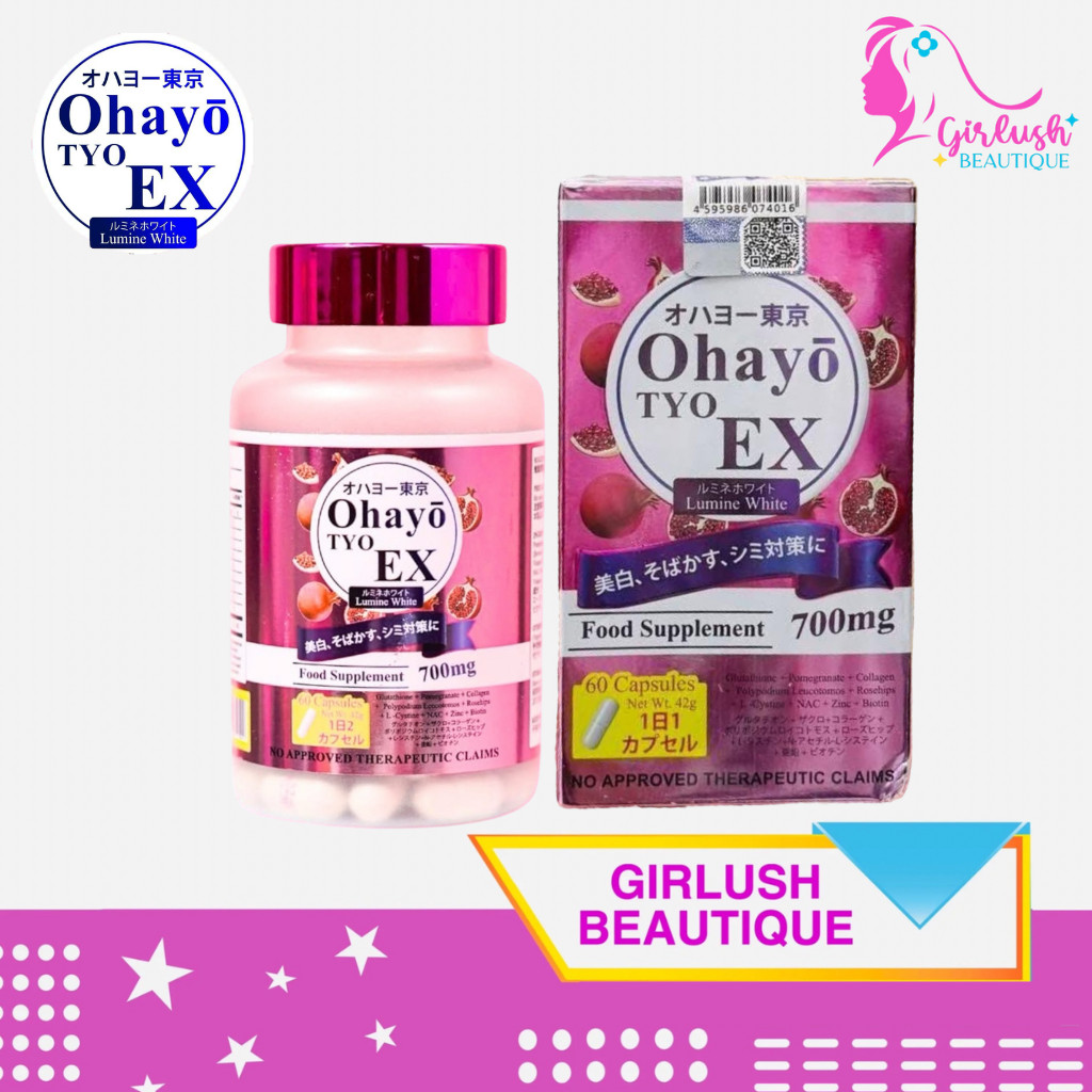 ohayo tokyo glutathione price philippines OHAYO TYO Tokyo EX Lumine White | MADE IN JAPAN Whitening Capsule FDA  APPROVED Glutathione Colagen Collagen Vitamin 60 capsules Organic GMO Free  Gluten Free Supplement Beauty main image 1