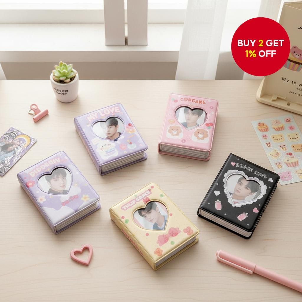 KPOP Korean 3 Inch Mini Photo Album Lovely Bear Photocard Holder Card ...