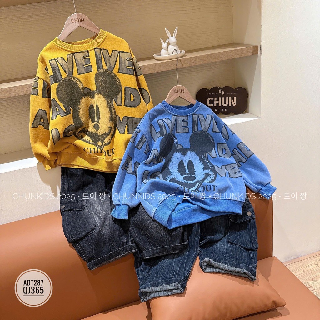 ADT287 - Korean sweatshirt FOR KIDS with black and white mouse in ...