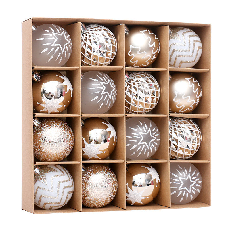 2026 Christmas Ornaments 16 Champagne Gold White Christmas Ball ...