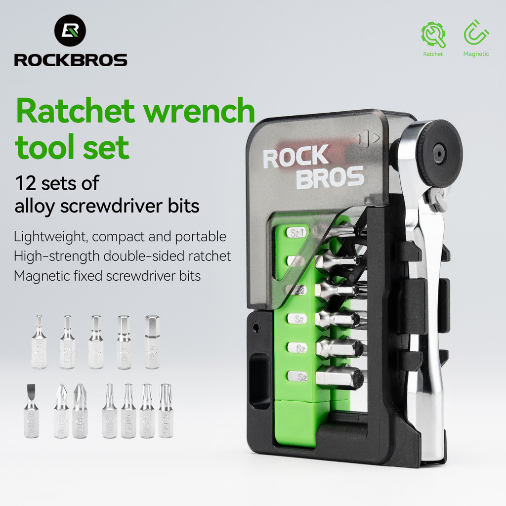 ROCKBROS 12-Piece Ratchet Wrench Set Aluminum Alloy Magnetic Portable ...