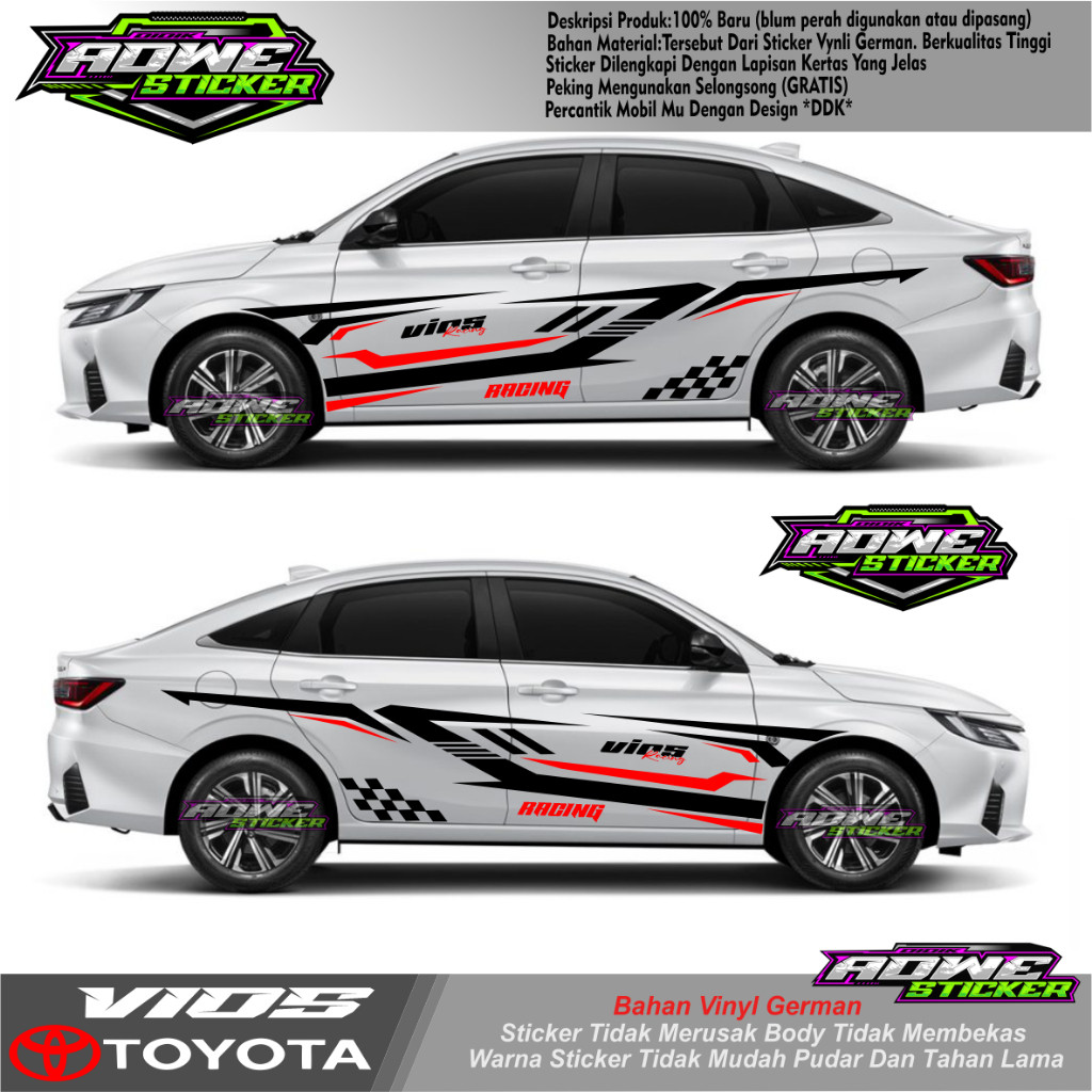 Latest Toyota Vios Side Body Cutting Stickers, Vios Corolla City Sedan ...