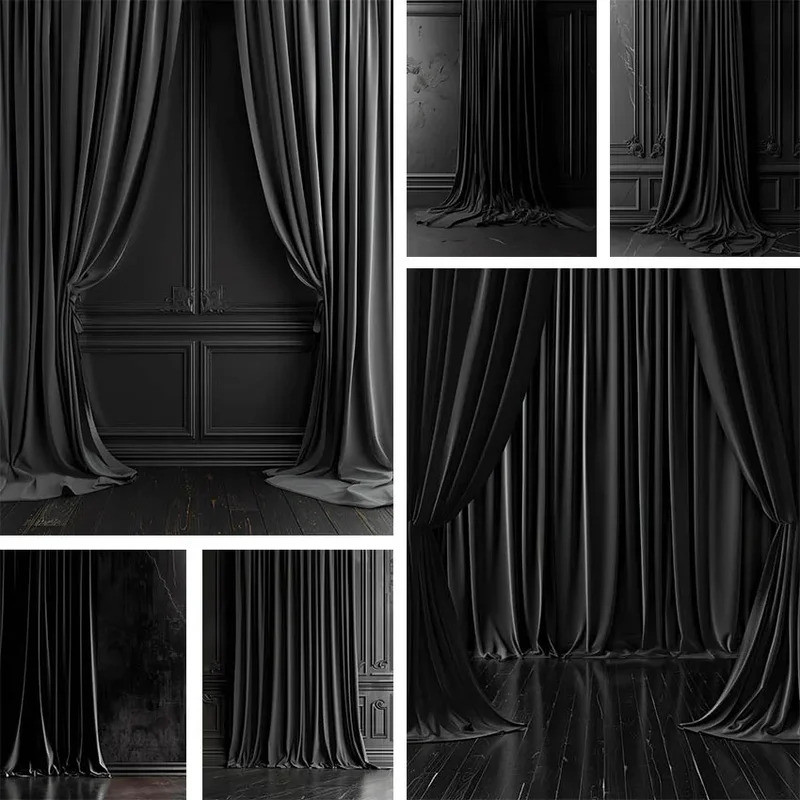 Luxurious Elegant Black Curtain Photography Background Adult Wedding ...