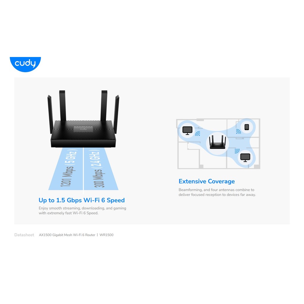 Cudy WR1500 - AX1500 Dual-band Wi-Fi 6 Mesh Router with (4) Gigabit ...