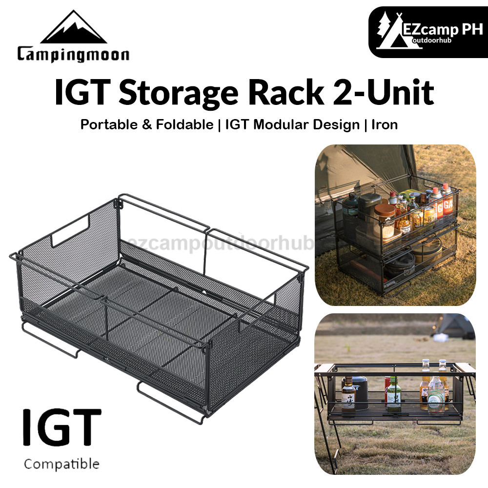 Campingmoon IGT Storage Rack 2-Unit Integrated Table Foldable Stackable ...