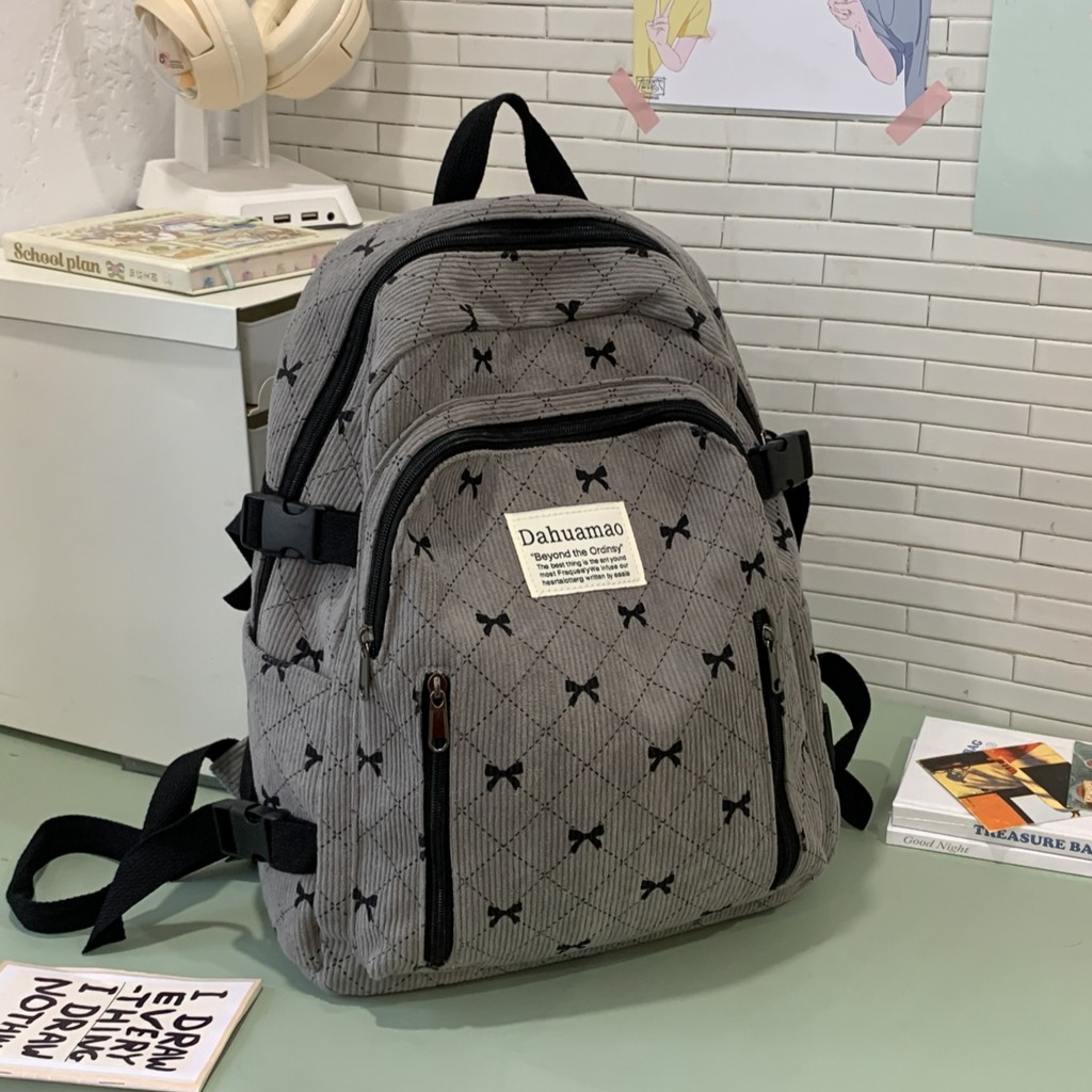 Simple Large Capacity Corduroy Backpack Backpack School Bag | Shopee ...