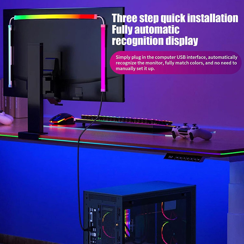 USB 5V Computer Monitor RGB Light Strip With Real Time Screen Music ...