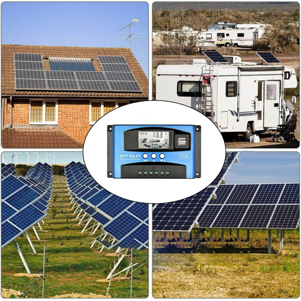 100 Amp MPPT Solar Charge Controller with LCD and Dual USB Ports for ...