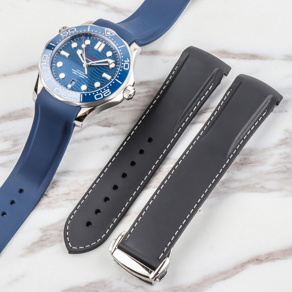 Original Silicone Rubber Watch Strap Compatible With Omega Seamaster 