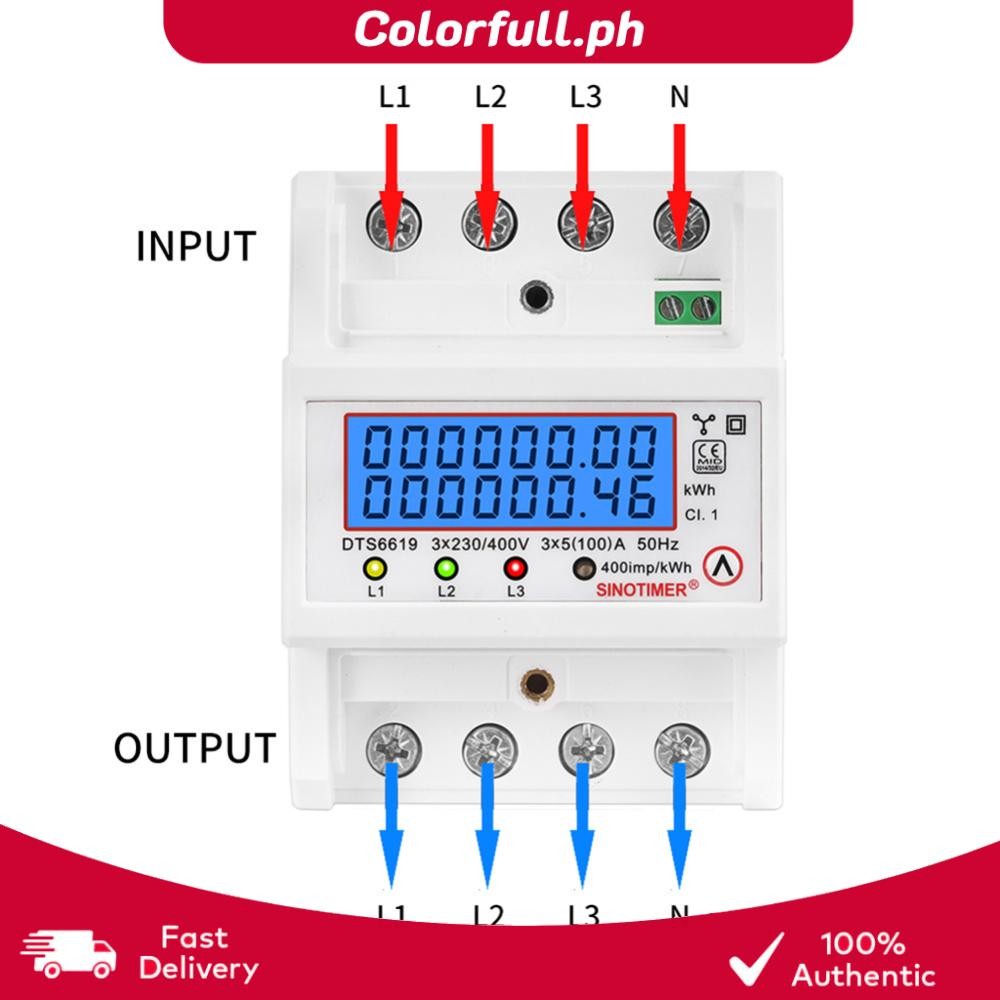 Din Rail 3 Phase 4 Wire Energy Meter AC 380V 100A 50/60Hz Electricity ...