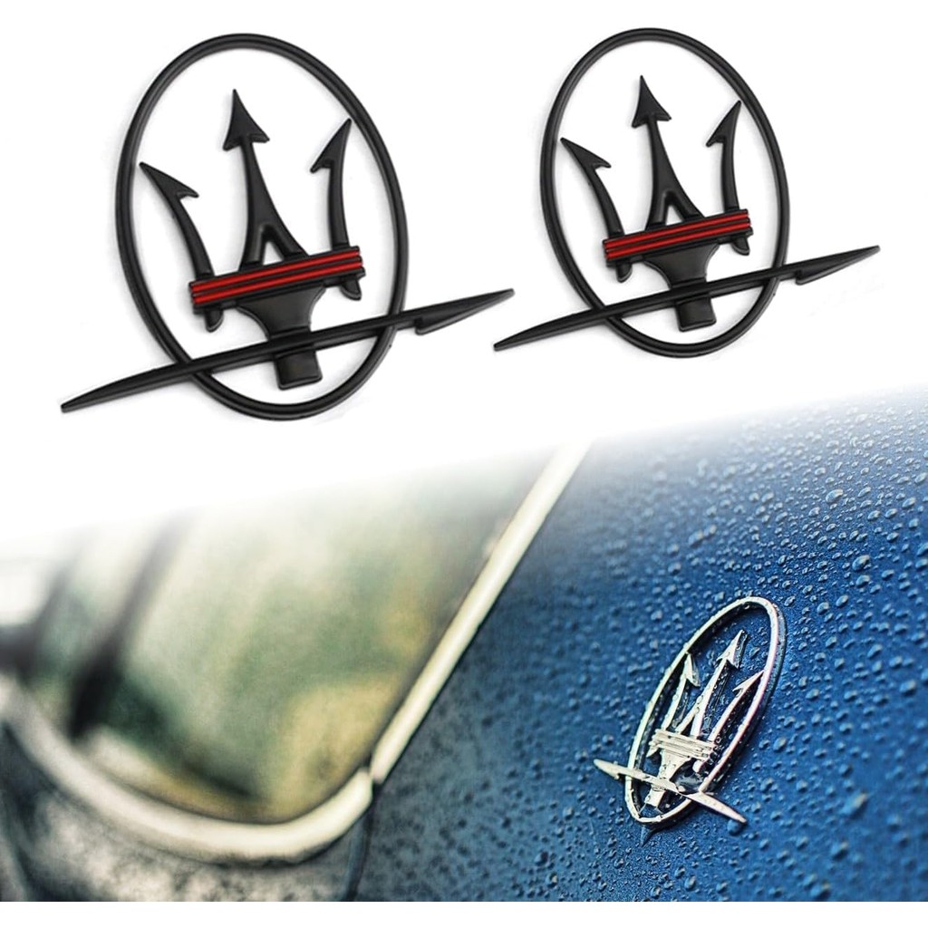 2PC Side Door Trident Logo Emblem Stickers,Meserati 3D Rear Window ...
