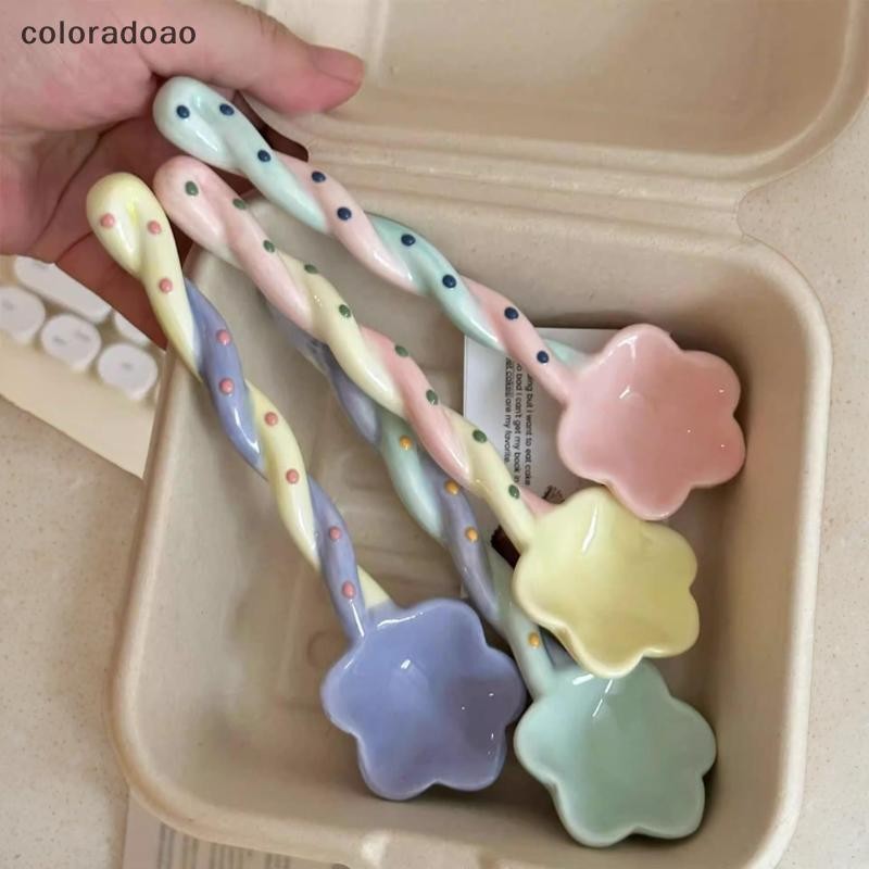 coloradoao Ceramic Long Handled Star Spoon Household Stirring Spoon ...