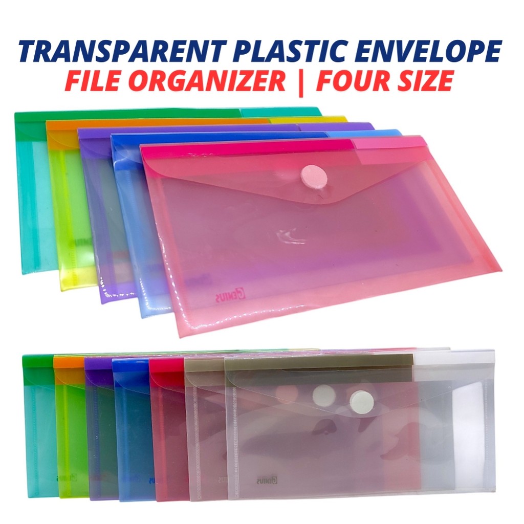 A5/A4/BL/FC Colorful Transparent Plastic Document Envelopes Waterproof ...