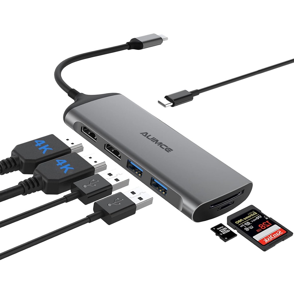 USB C Docking Station Dual Monitor, 7-in-1 Laptop Dock with 2 HDMI,100W ...
