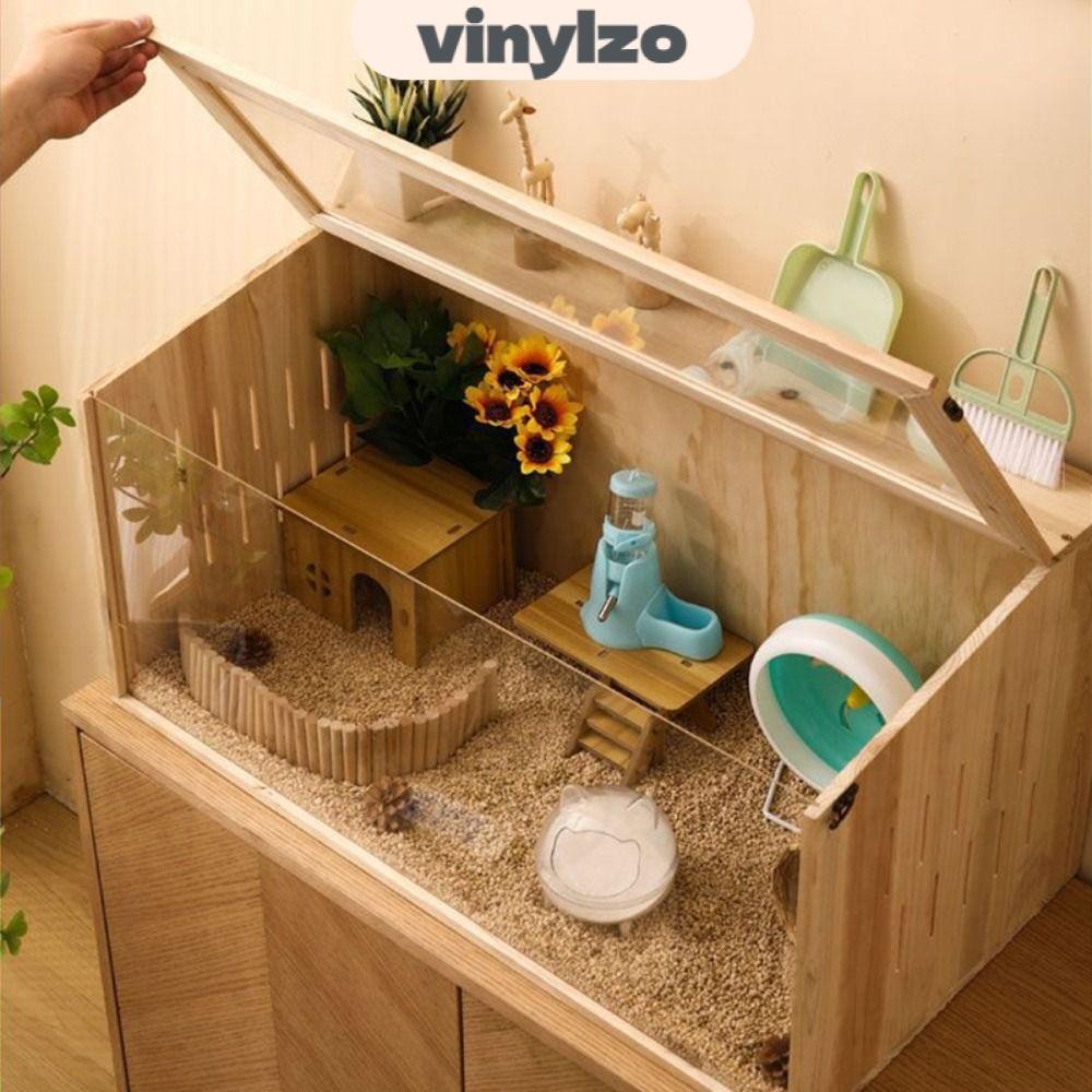 VINYLZO Wooden Hamster Cage, Indoor with Openable Top Wood Reptile ...