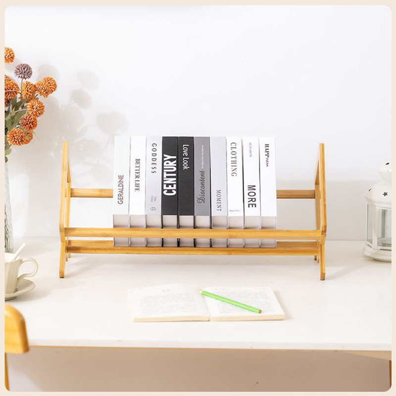 Adjustable Wood Desktop Book Shelf Organizer Storage Rack With Tilting ...