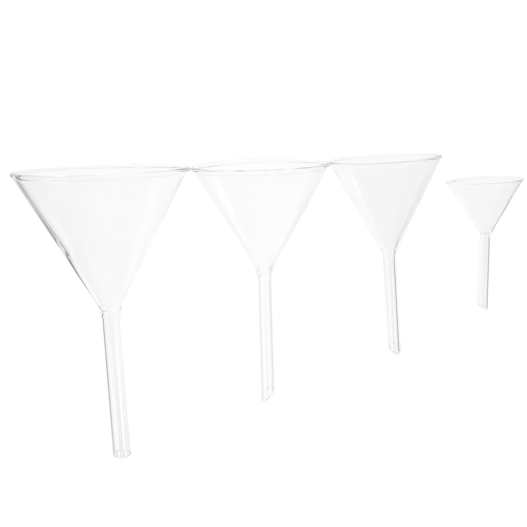4pcs Laboratory Clear Funnels Glass Funnel Laboratory Funnel Experiment ...