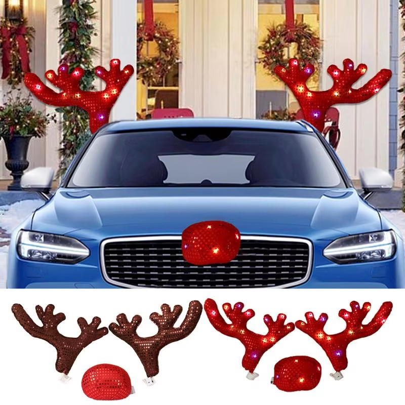 NEWARRIVAL Christmas Reindeer Car Decorations LED Lighting Rudolf ...