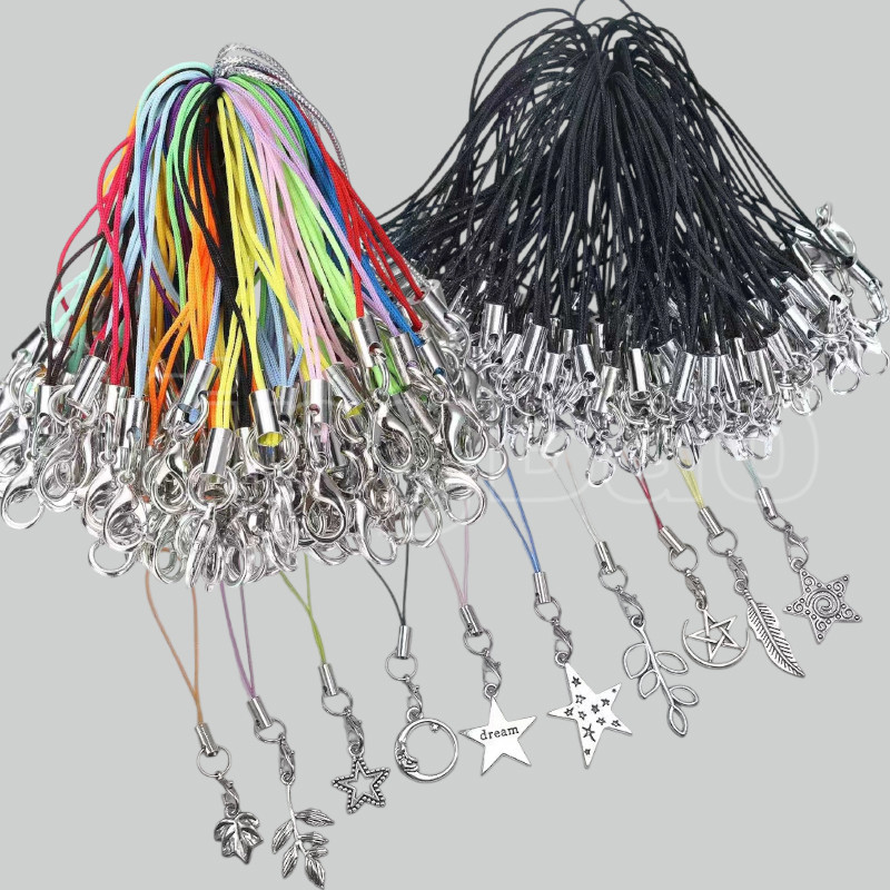 100 PCS Keychain String with Lobster Clasp, Nylon Wrist Straps, Cell ...