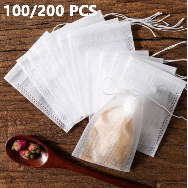 200PCS Empty Tea Bags Filter Teabags Non-woven Fabric Tea Filter Bags ...