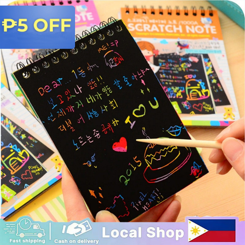 10 Sheets Scratch Book Magic Coloring Notebook Kids Drawing Graffiti ...