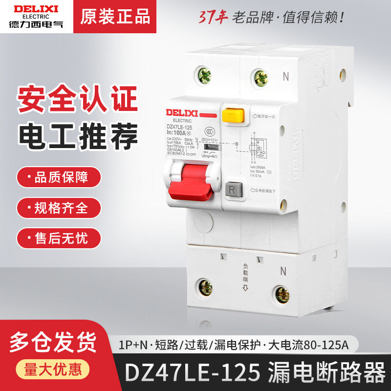 Delixi Leakage Protection Device DZ47LE-125High Power100A High Current ...