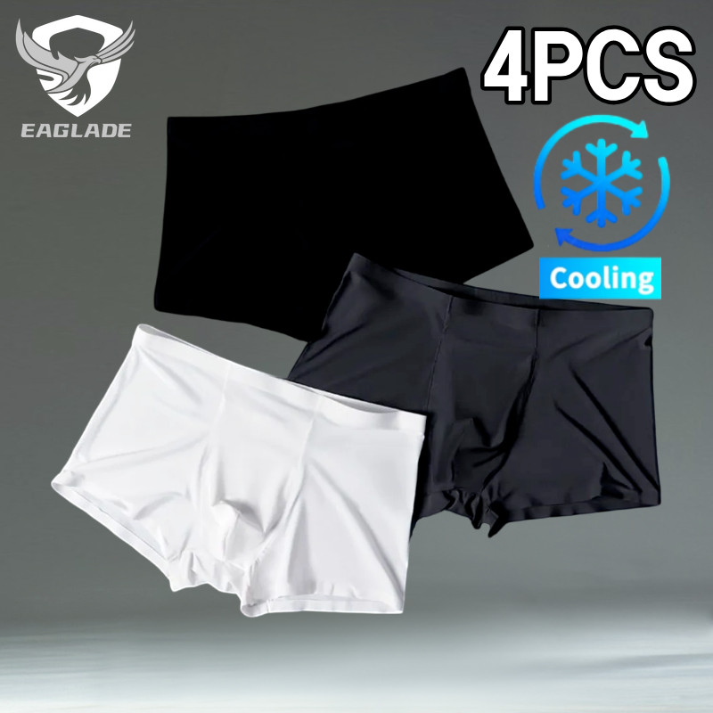 EAGLADE 4PCS Boxer Brief for Mens Underwear Ice Silk Man Stretchable ...