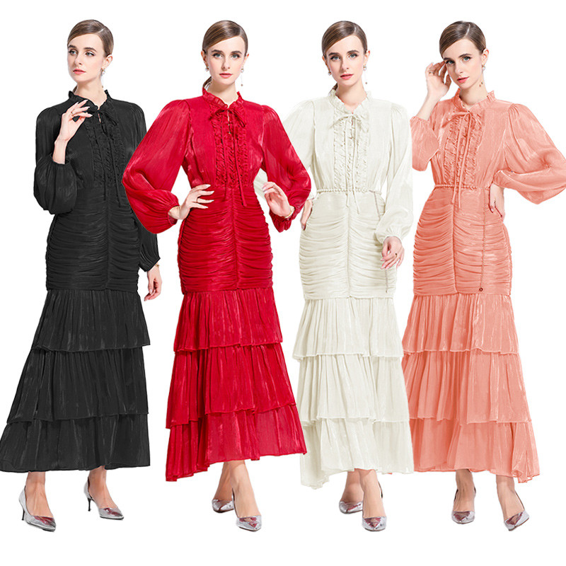 Long Sleeve Ruffled Long Dress. main image 0