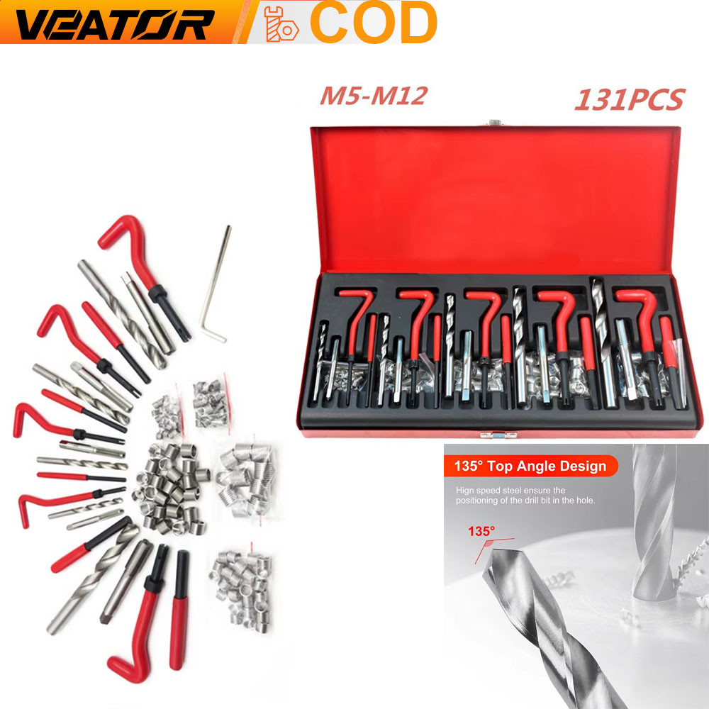 131 PCS Metric Thread Repair Tool Kit- For Engine M5/M6/M8/M10/M12 ...