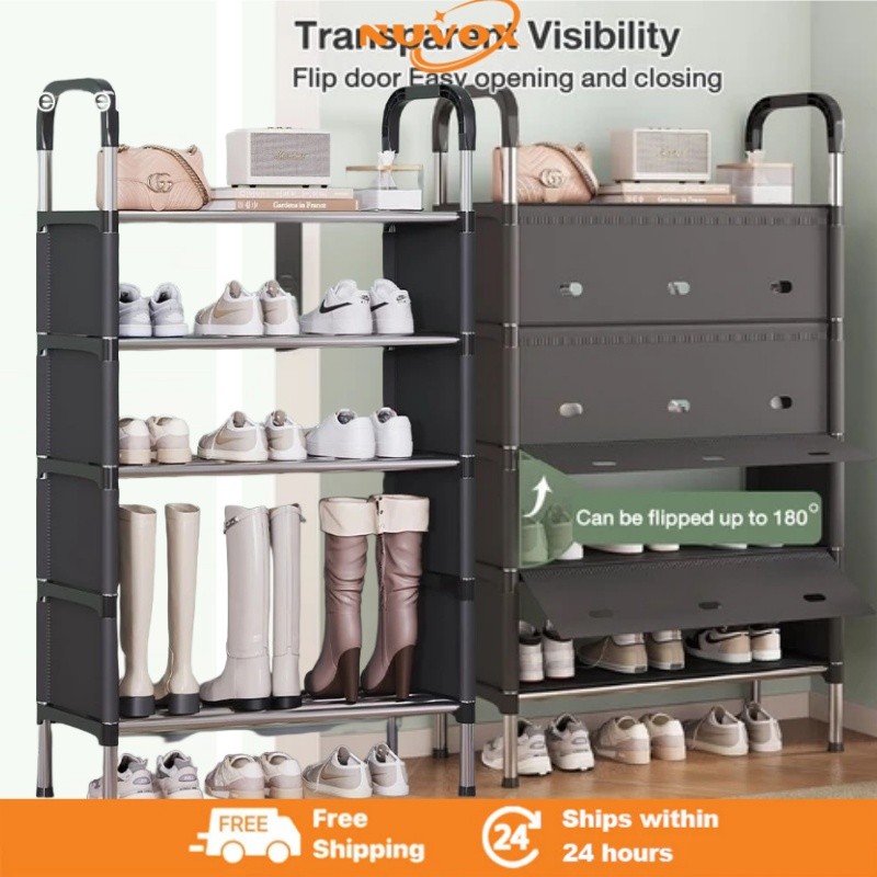 NUVOX 4/5/6 Layers Shoe Rack Organizer With Cover Stainless Dustproof ...