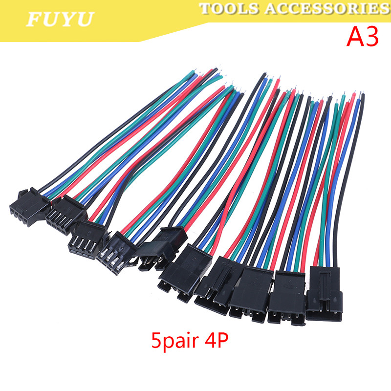 COD-FUYU 5Pairs SM 2Pin 3Pin 4Pin Male and Female LED Strip Wire ...