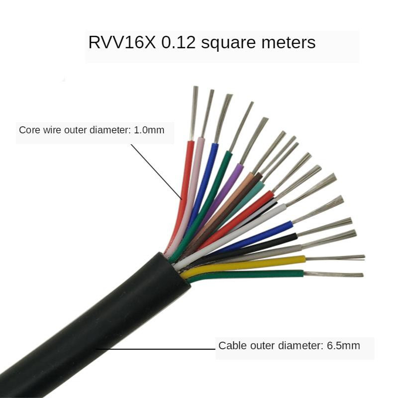 RVV 16 Cores Copper Wire Conductor Electric AVVR RVV Cable Black Soft ...