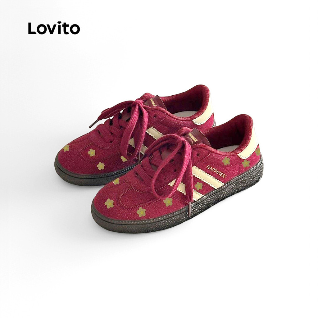 Lovito Women Sporty Plain Colorblock Flowers Versatile Thick Sole Soft ...