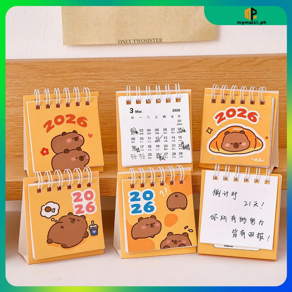 Ready stock 2026 Capybara Mini Desk Calendar - Cute Table Ornament ...